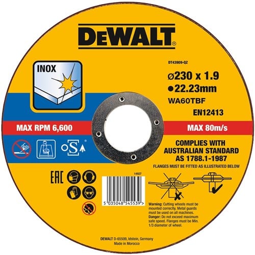 DeWalt Accessories DT43909-QZ Rezalni disk iz nerjavečega jekla 230 x 1,9 x 22,2 mm