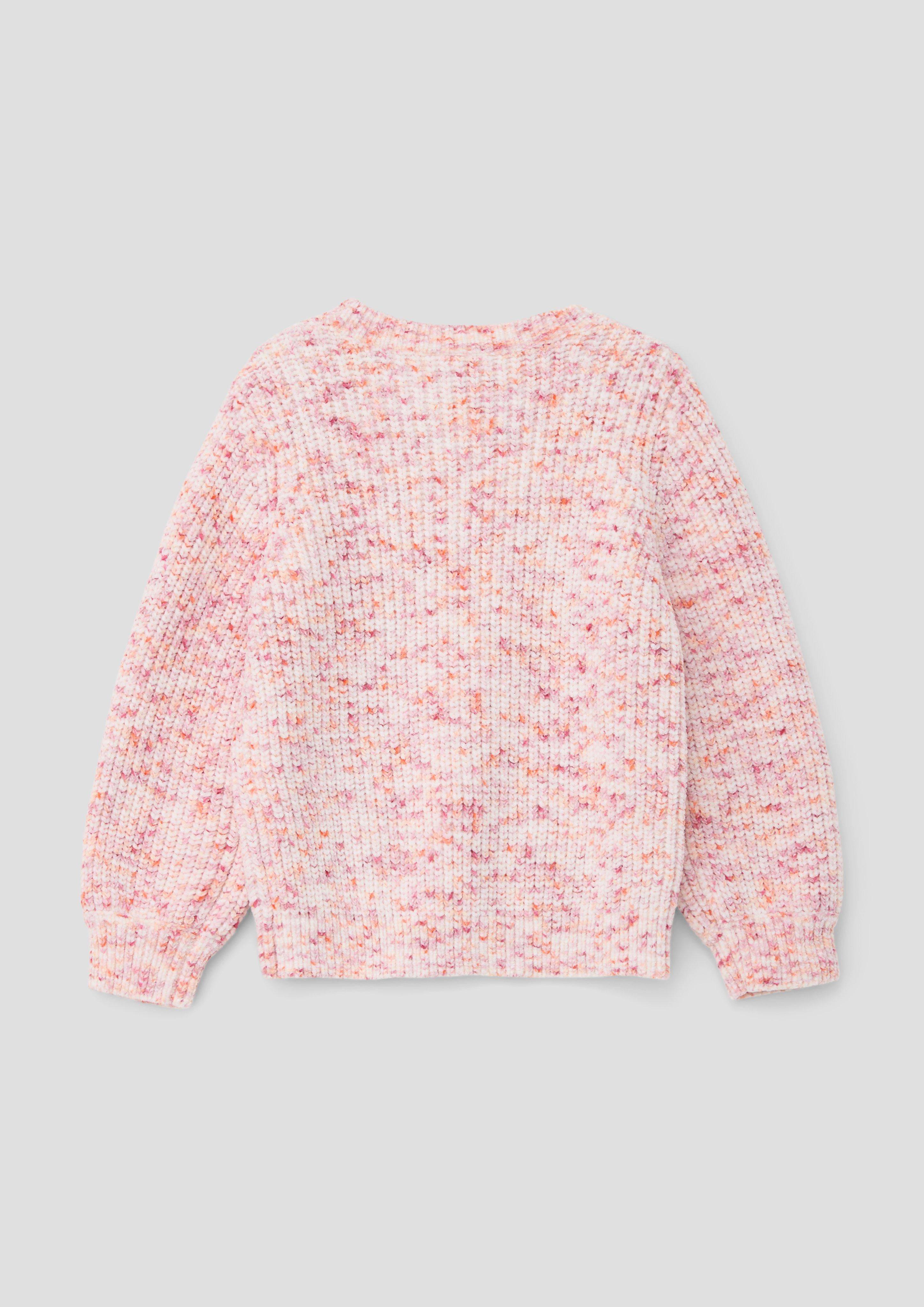 Melierter Strickpullover mit Rippstruktur  2133917-08X5