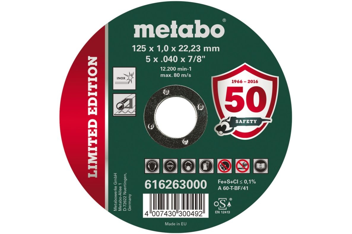 Metabo Tarvikkeet 616263000 Katkaisulaikka Ø 125x1.0x22.23mm Ruostumaton teräs Rajoitettu erä