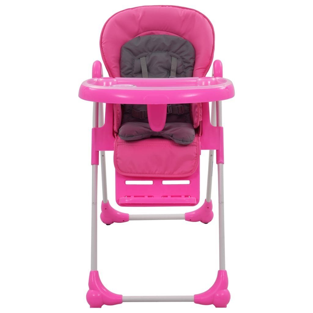vidaXL Kombihochstuhl Babystuhl Hochstuhl Babysitz Kinderstuhl Kunststoff Rosa und Grau mit