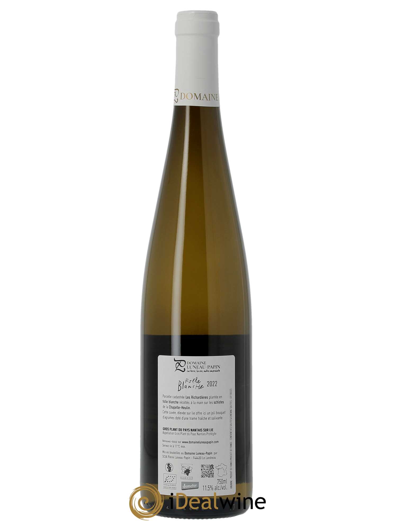 Gros Plant du Pays Nantais Folle Blanche Luneau-Papin  2022 - Lot de 1 Bouteille