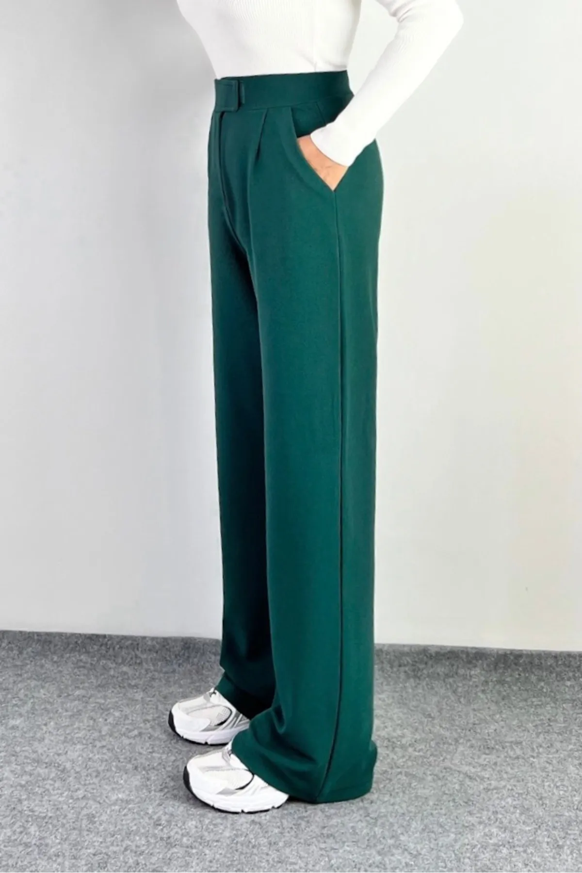 Ritnice  Line Lycra-Palazzohose für Damen mit Klettverschluss, smaragdgrün