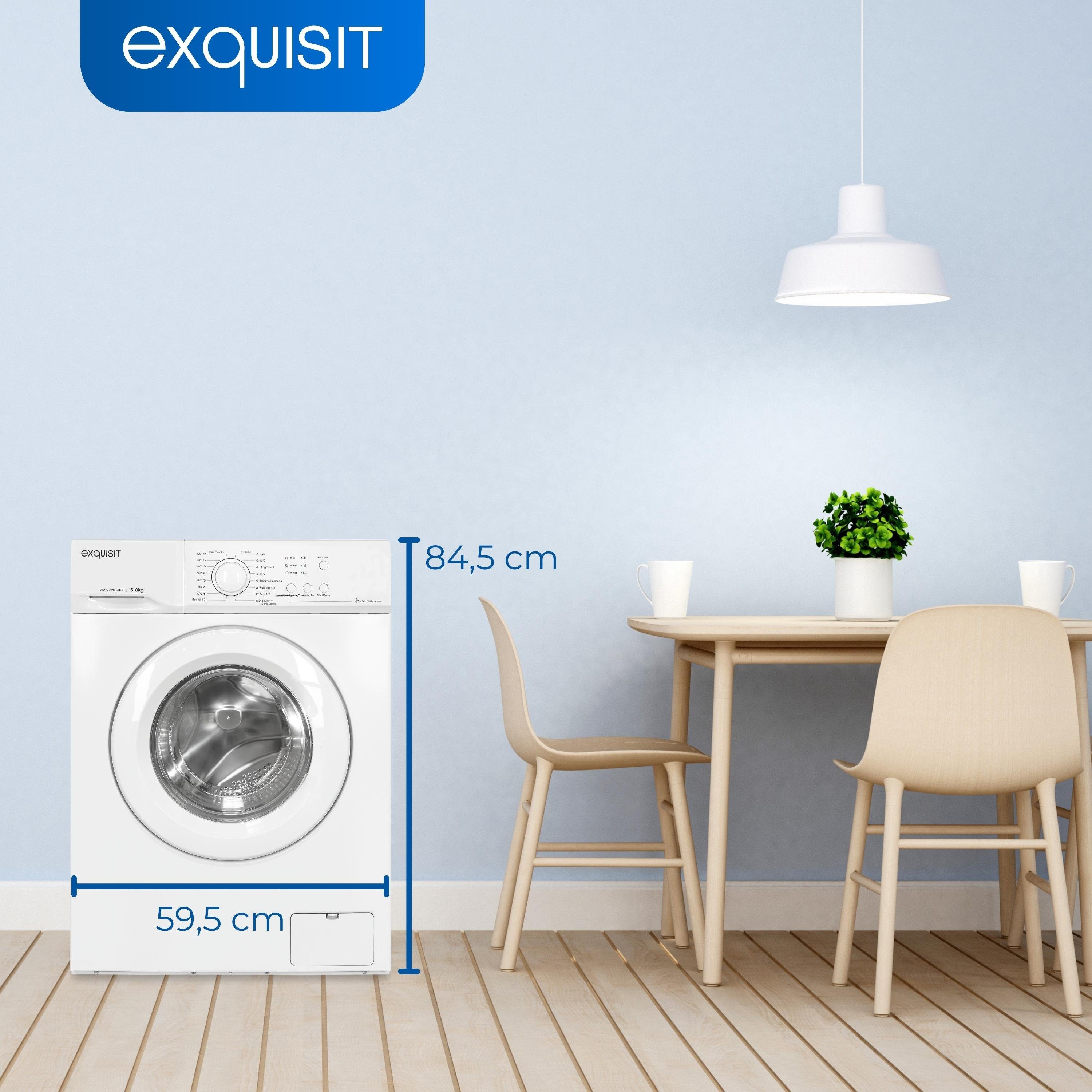 exquisit Waschmaschine WA56110-020E, 6 kg, 1000 U/min, einfach, kompakt und ideal für den kleinen Haushalt