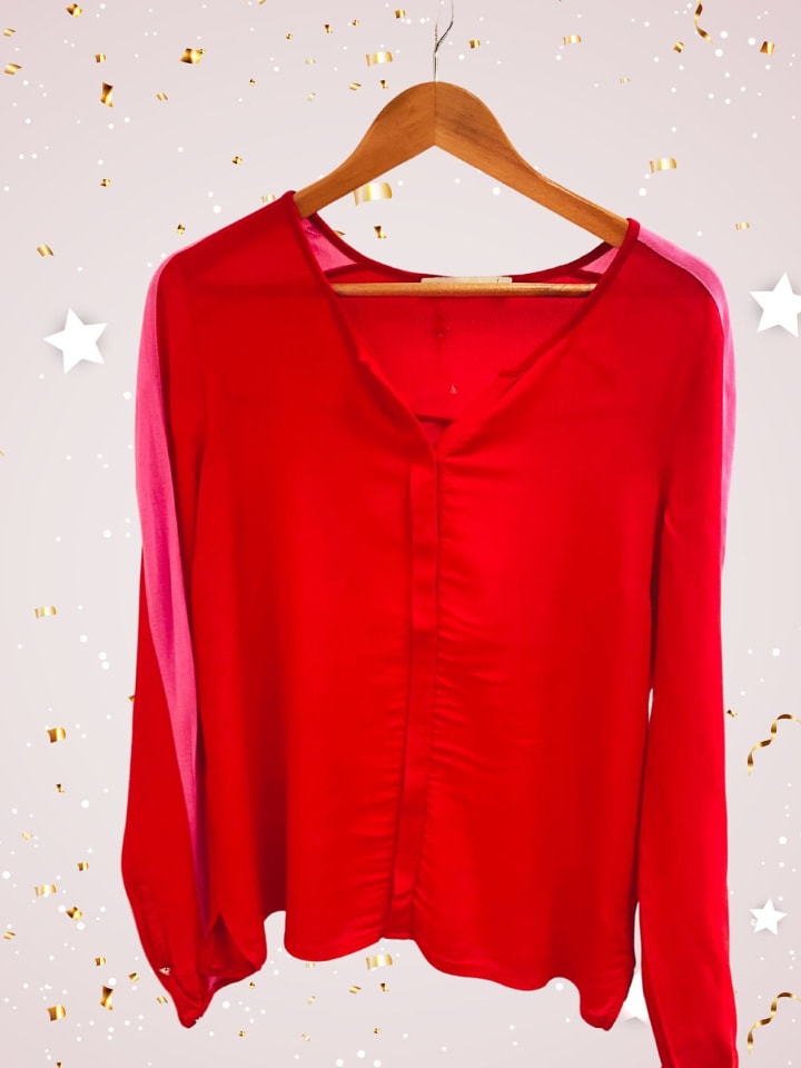 Oui Bluse in Rot/ Rosa günstig kaufen 36