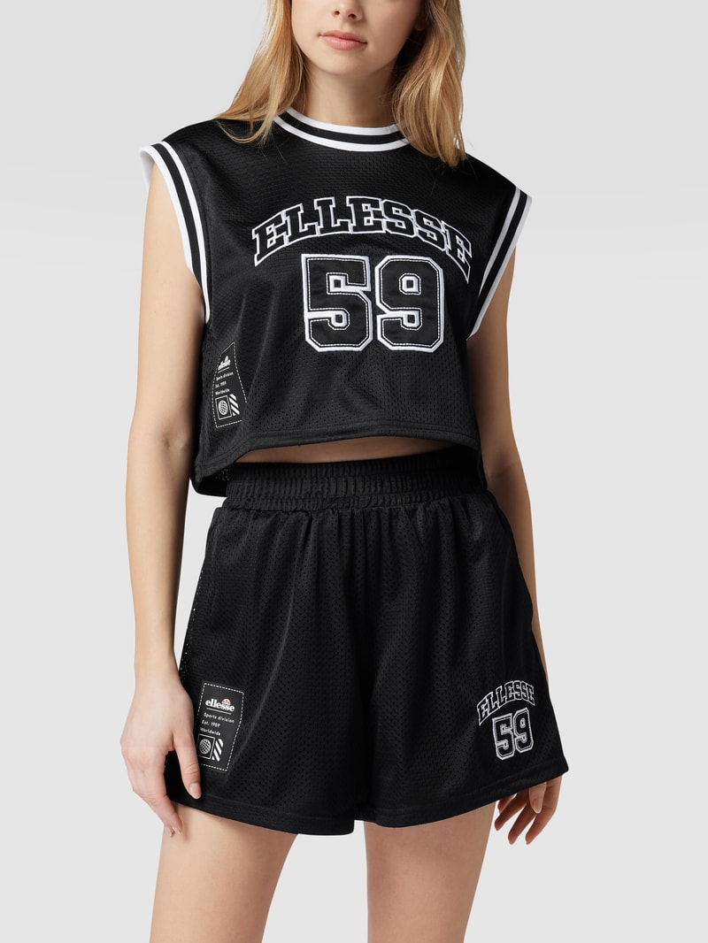 Crop Top aus Mesh in schwarz