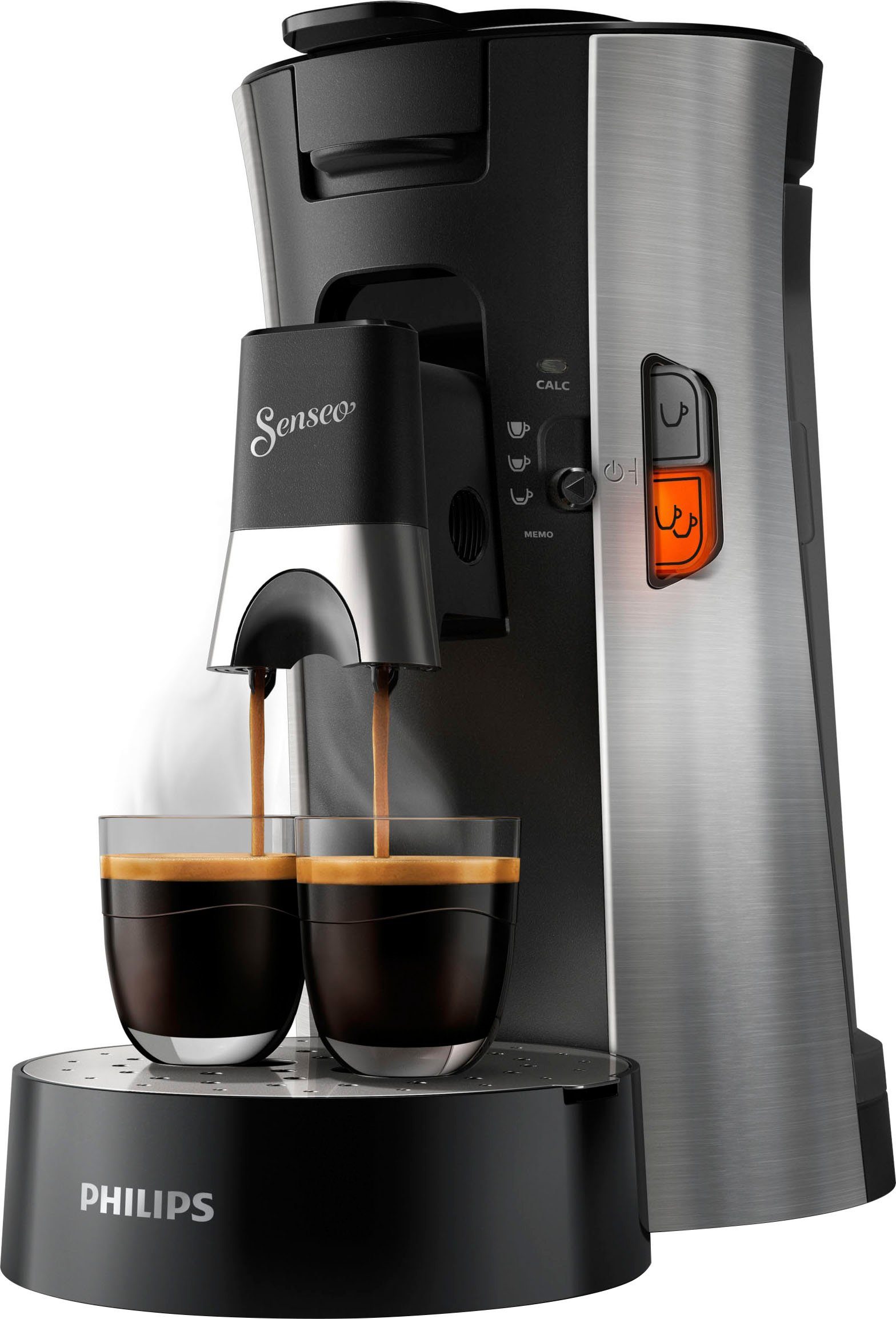 Philips Senseo Kaffeepadmaschine Select CSA250/10, aus 21% recyceltem Plastik, +3 Kaffeespezialitäten, Memo-Funktion, inkl. Gratis-Zugaben im Wert von € 14,- UVP