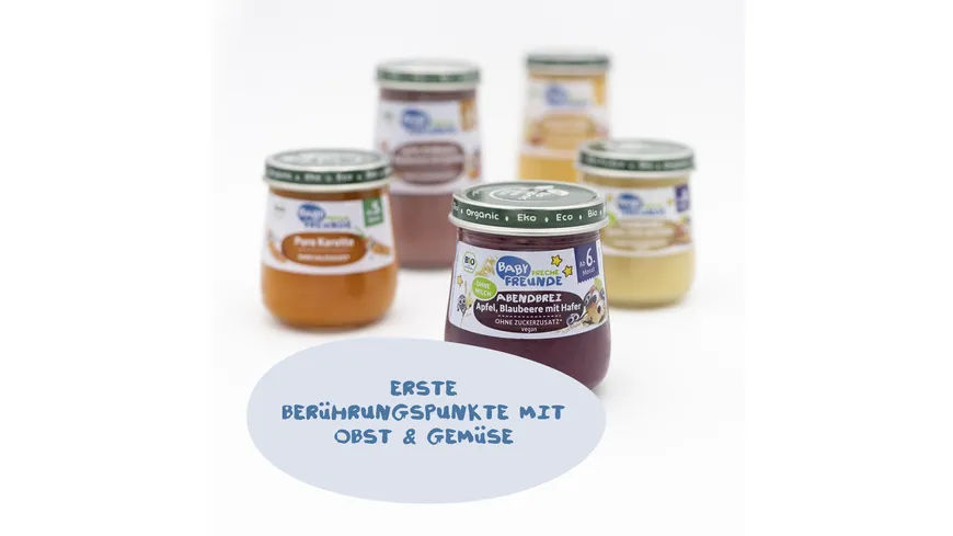 Freche Freunde Bio Gläschen Abendbrei Apfel, Blaubeere mit Hafer 120 g