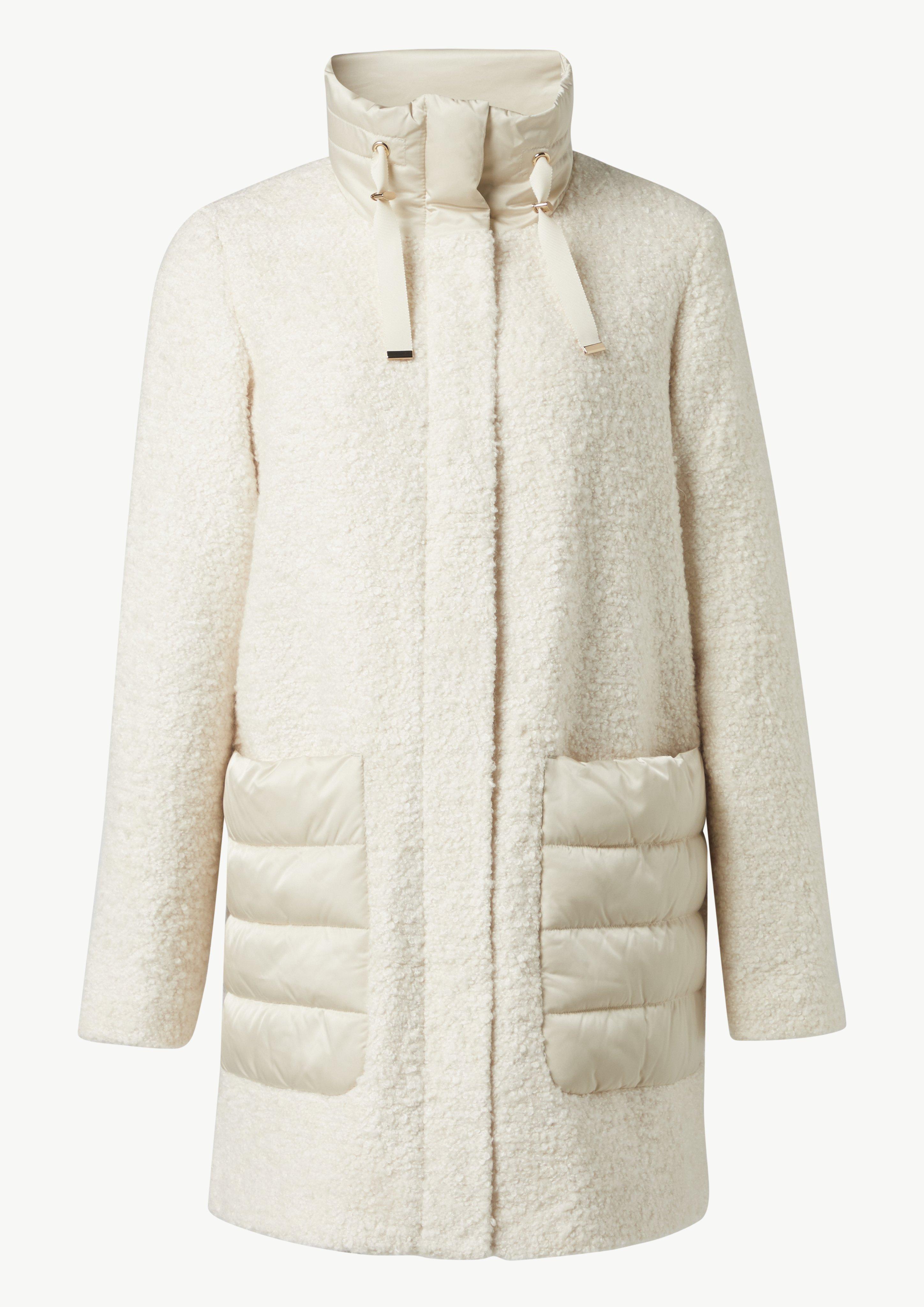 Mantel aus Bouclé-Satin-Mix - helles beige