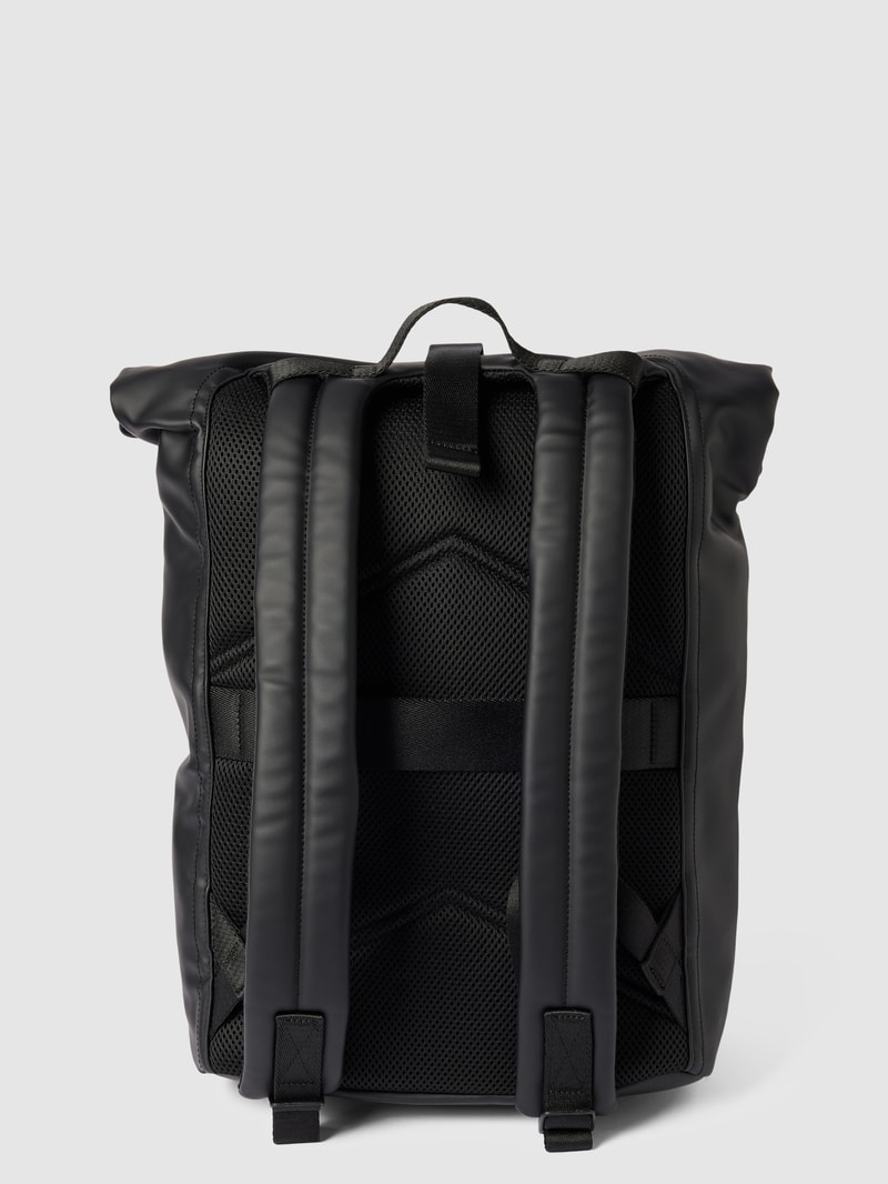 Rucksack mit Label-Detail Modell 'ROLLTOP' in schwarz