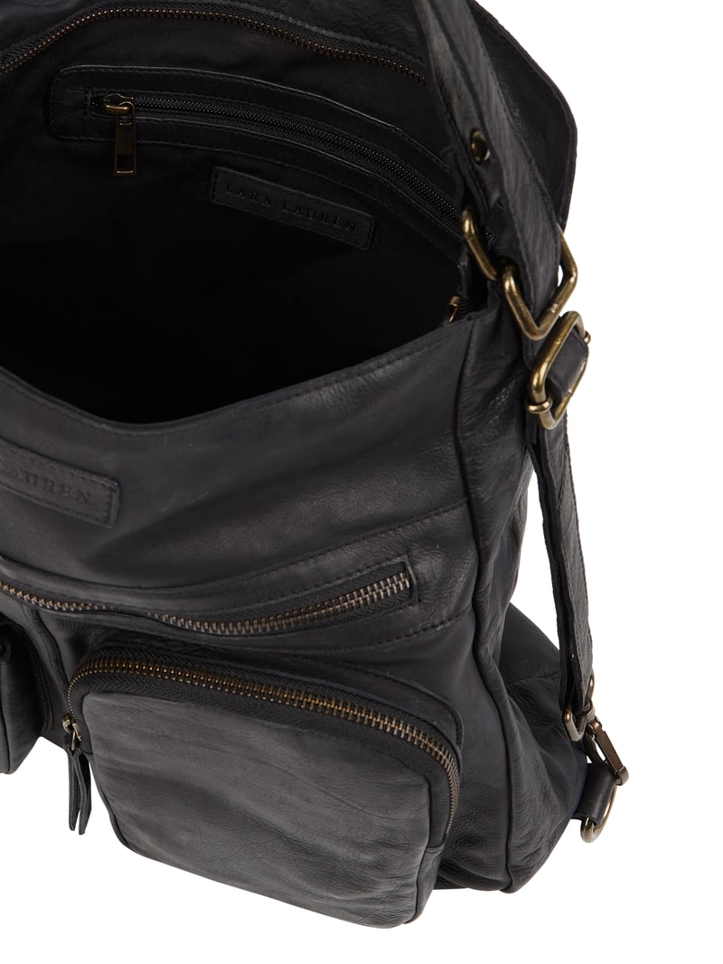Hobo Bag aus Leder Modell 'Manu' in schwarz