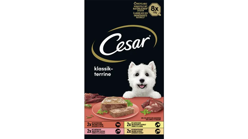 CESAR® Schale Multipack Klassik-Terrine 4 Varietäten 8 x 150g 1200 g
