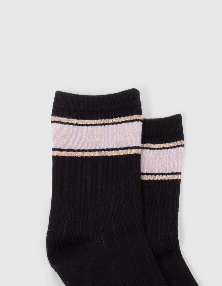 Chaussettes noires, violettes et dorées fille