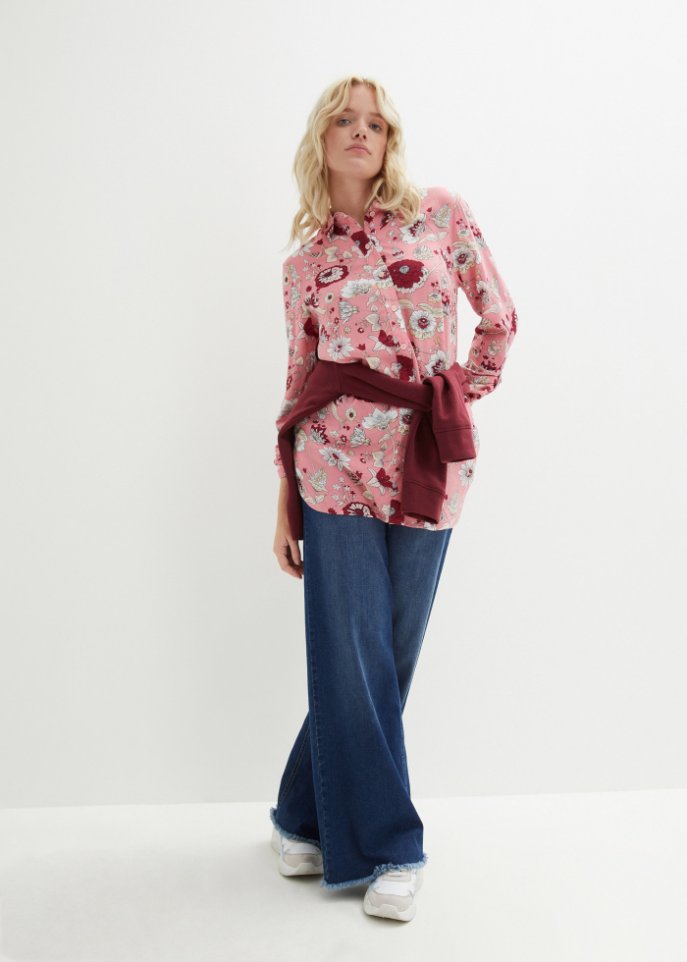 Longbluse, geblümt