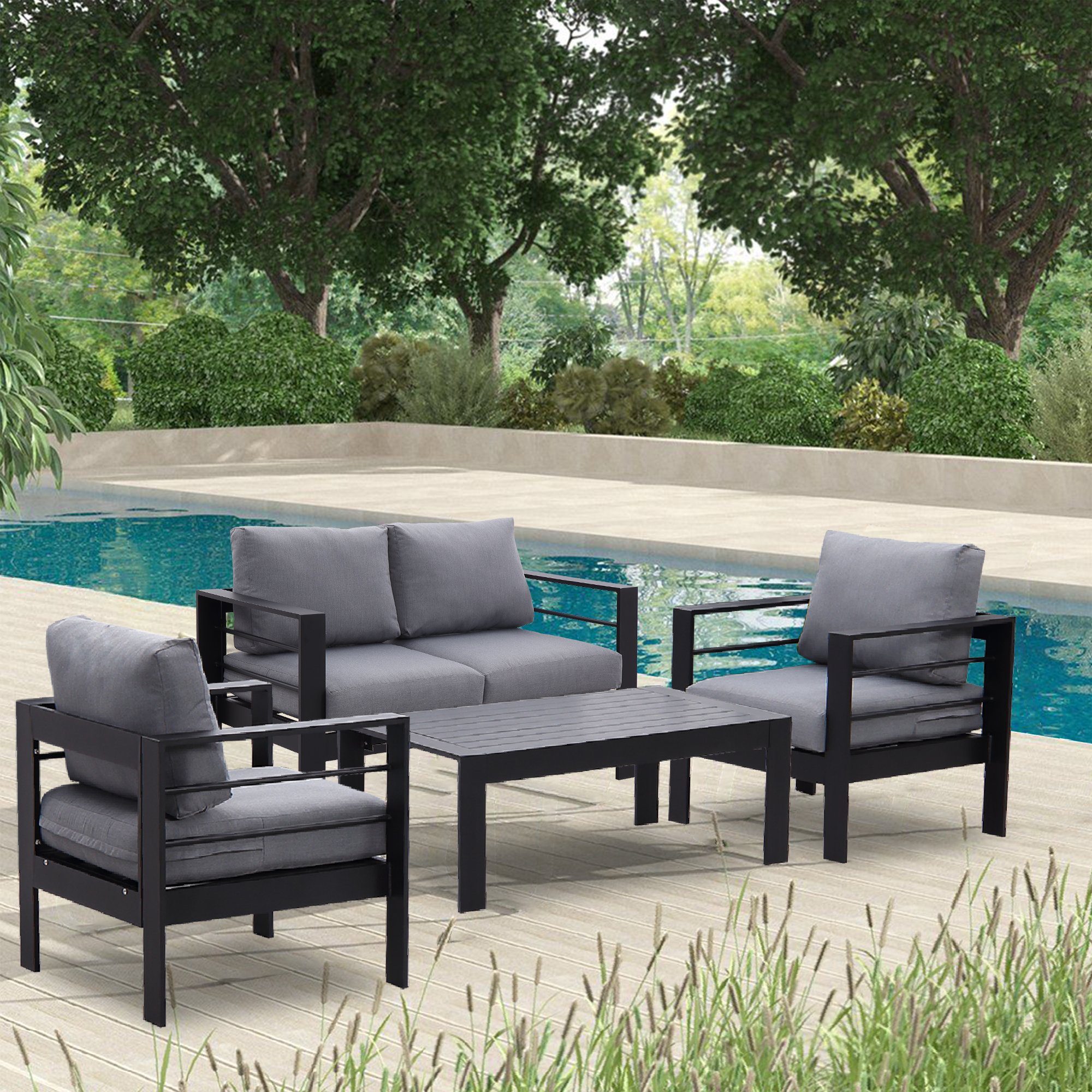 MeXo von GLP HOME Loungeset Gartenmöbel set sale aus Aluminium, Gartenlounge Set für 4-7 Personen, (Spar-Set), Sitzgruppe, Balkonmöbel, Sitzgarnitur Wetterfest für Indoor Outdoor