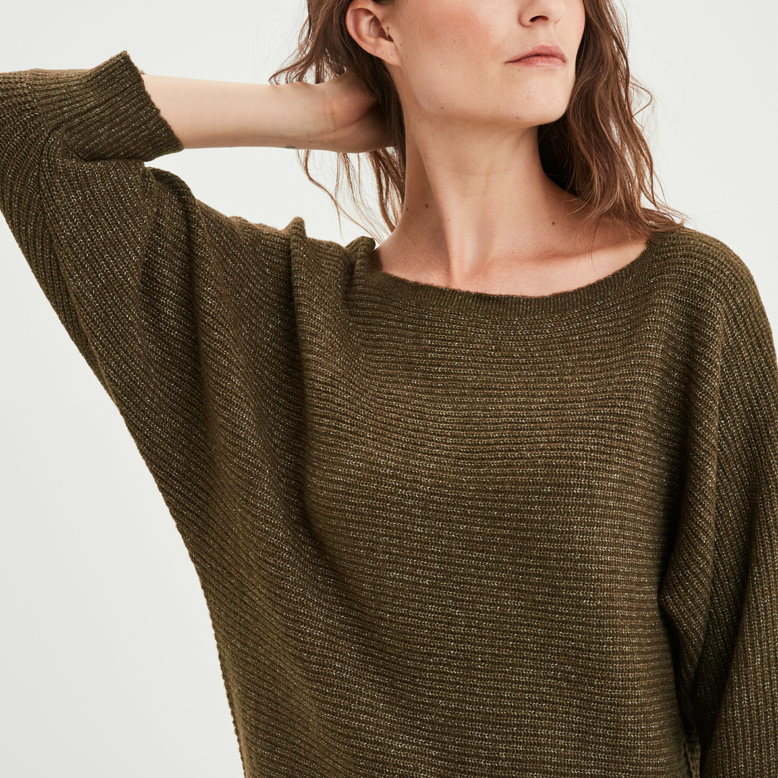 Pull manches 3 4 vert kaki femme | La Halle