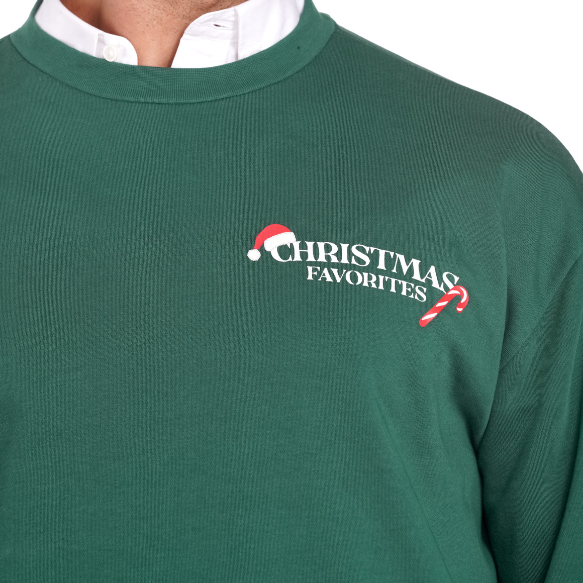 Herren Weihnachtssweatshirt mit Rückenprint dunkelgrün
