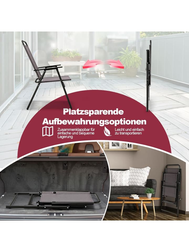 COSTWAY 2er Set Gartenstühle klappbar in Grau günstig kaufen onesize
