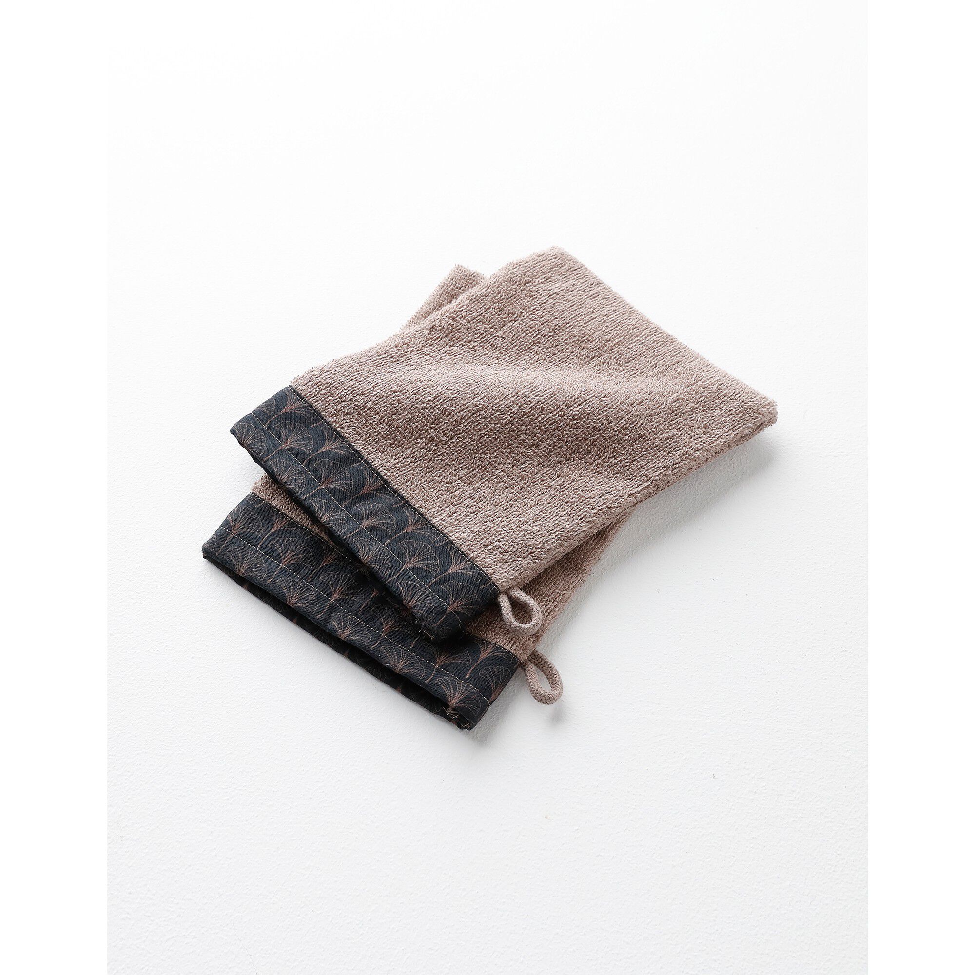 Éponge bouclette 420g/m² liteau imprimé ginkgo
