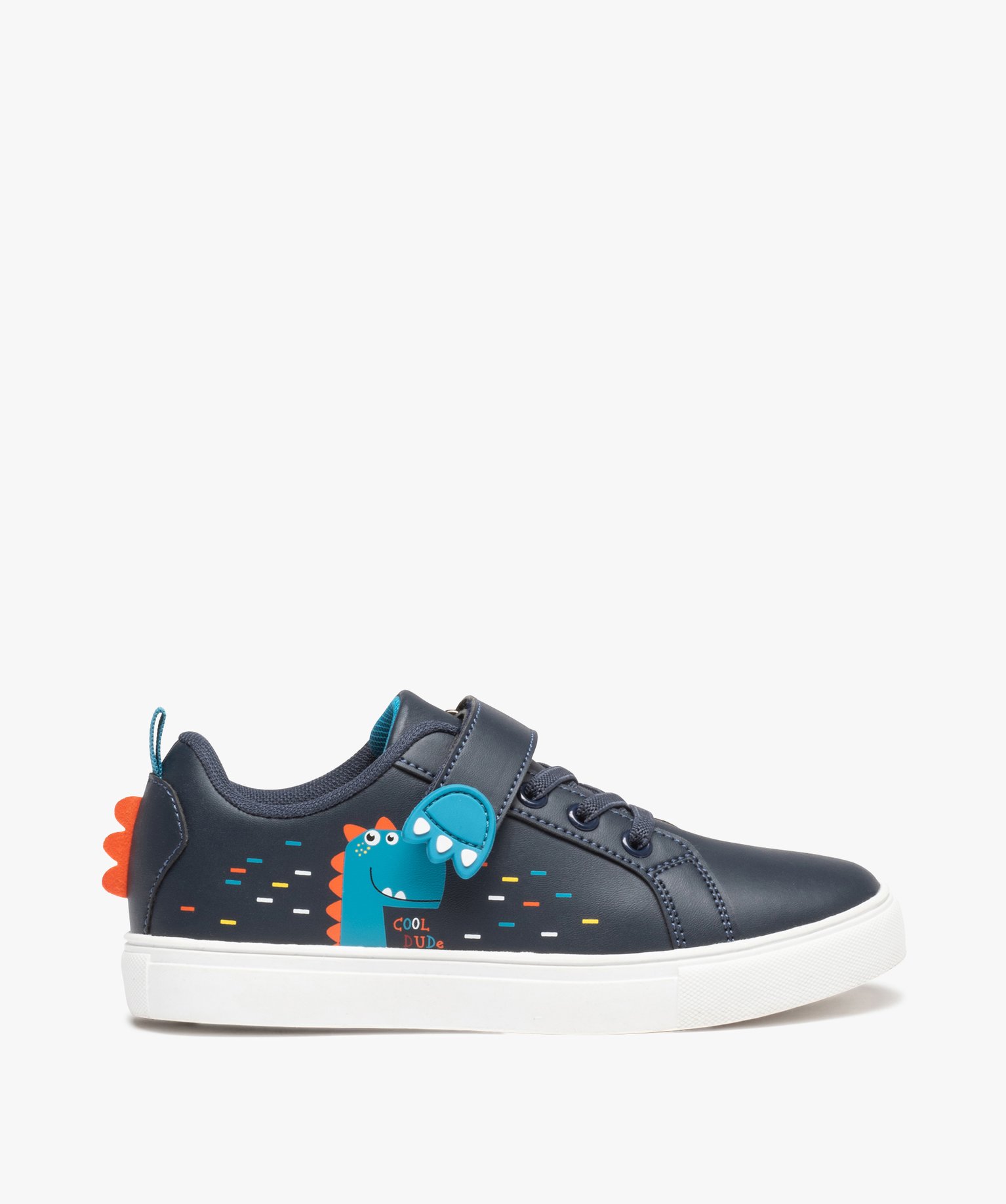 Baskets Garçon unies détail dinosaure du 31 au 36 marine | GEMO