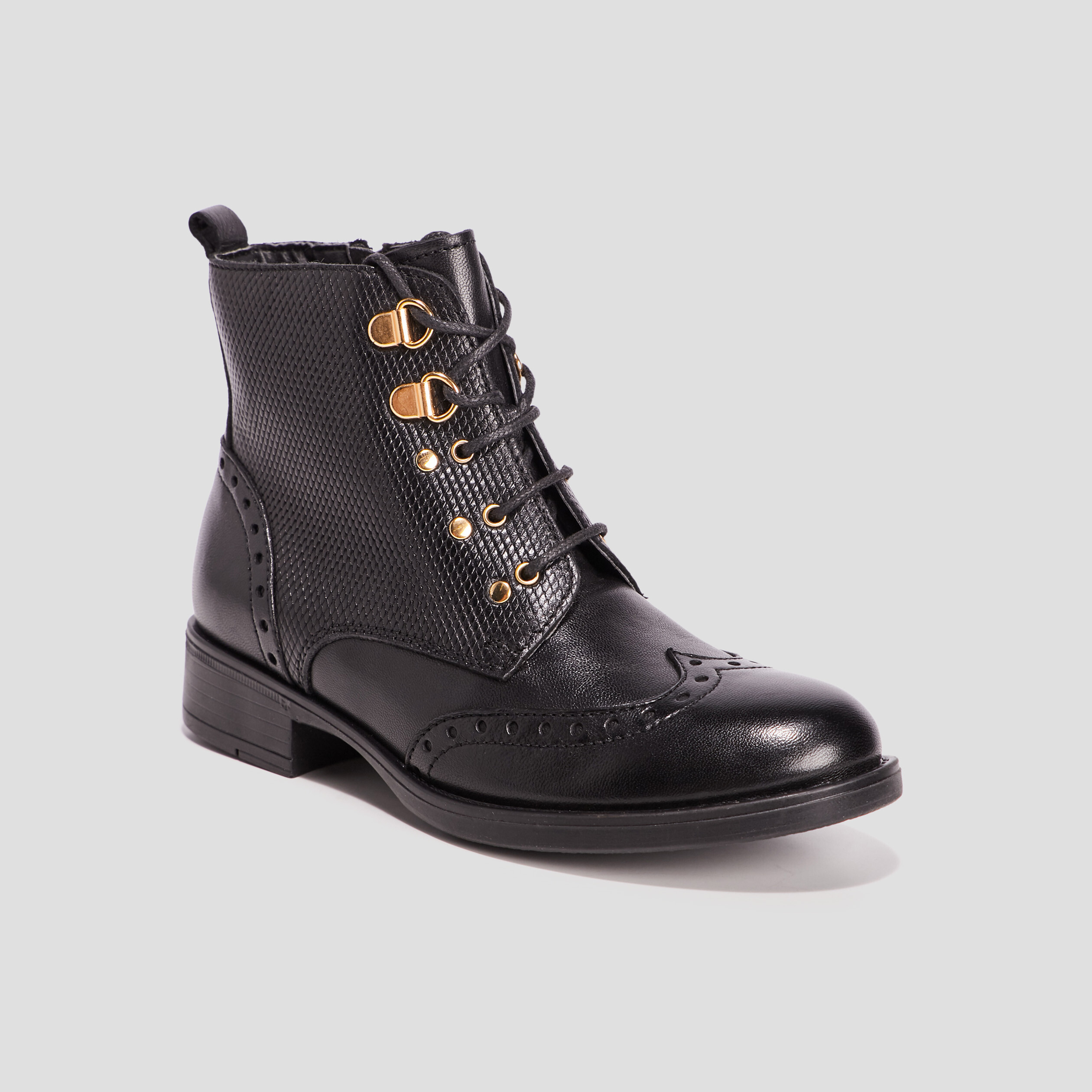 Bottines en cuir noir fille | La Halle