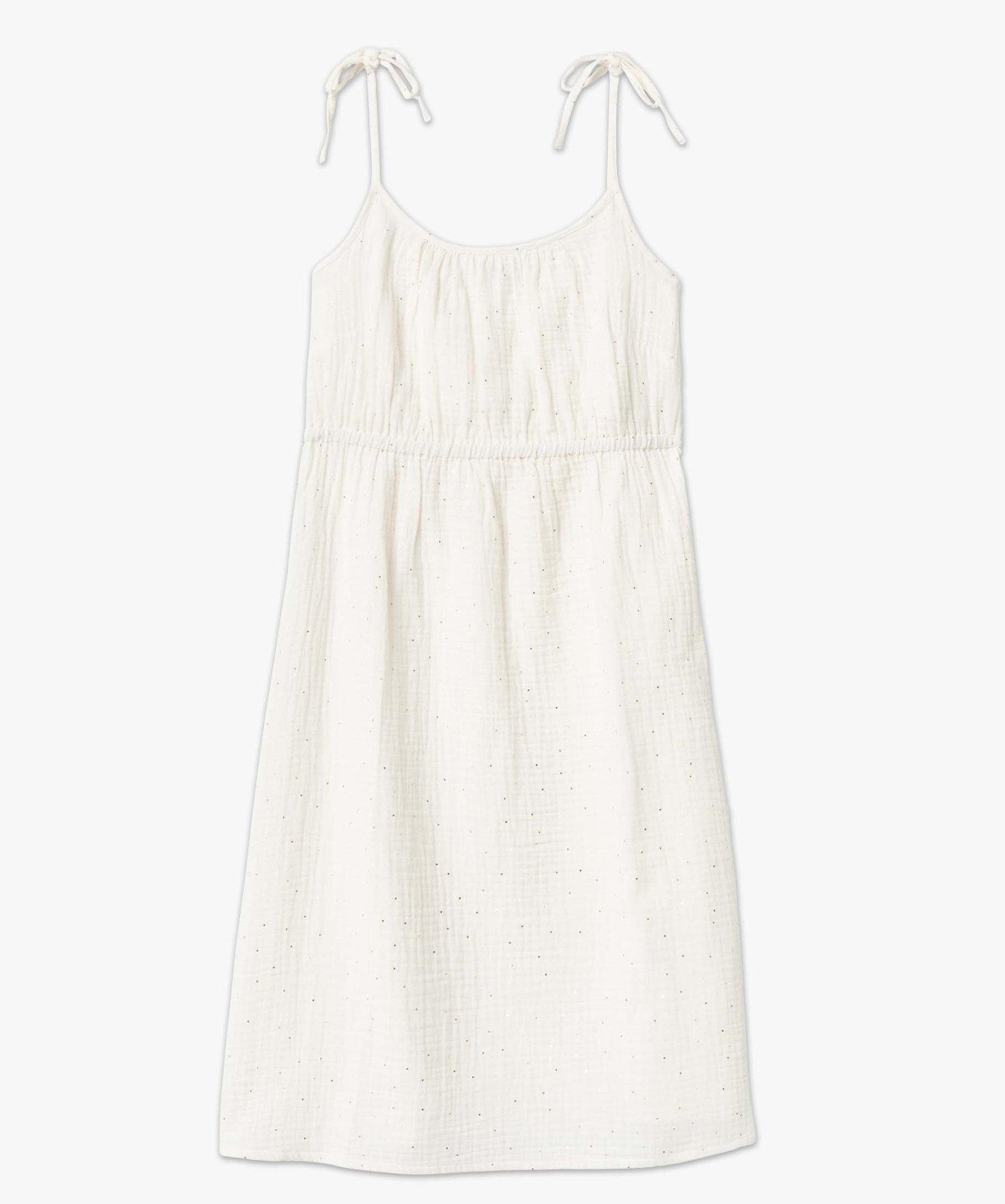 Robe de grossesse à fines bretelles en gaze de coton ecru | GEMO