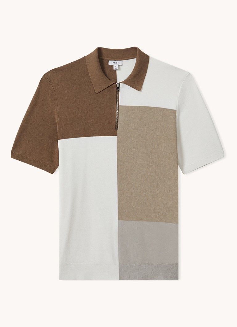 Polo Reiss Delta de corte regular com blocos de cor e meio zíper.