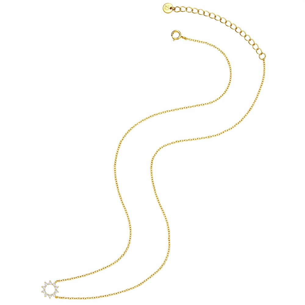 Glanzstücke München Collier en argent Fleur/Cercle Argent sterling Oxyde de zirconium (CZ) en Or jaun collier