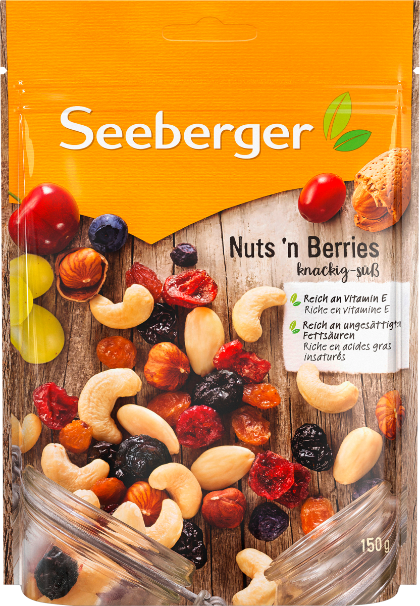 Nuss- & Trockenfrüchtemischung Cashew, Mandel, Sultanine, Cranberry, Kirsche, Blaubeere & Haselnuss, 150 g