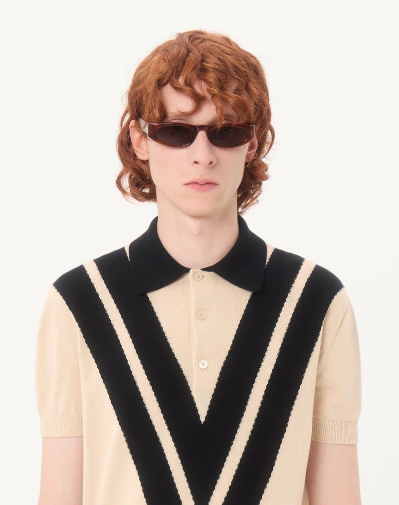 Valentino katoenen poloshirt met ingelegde V-vorm