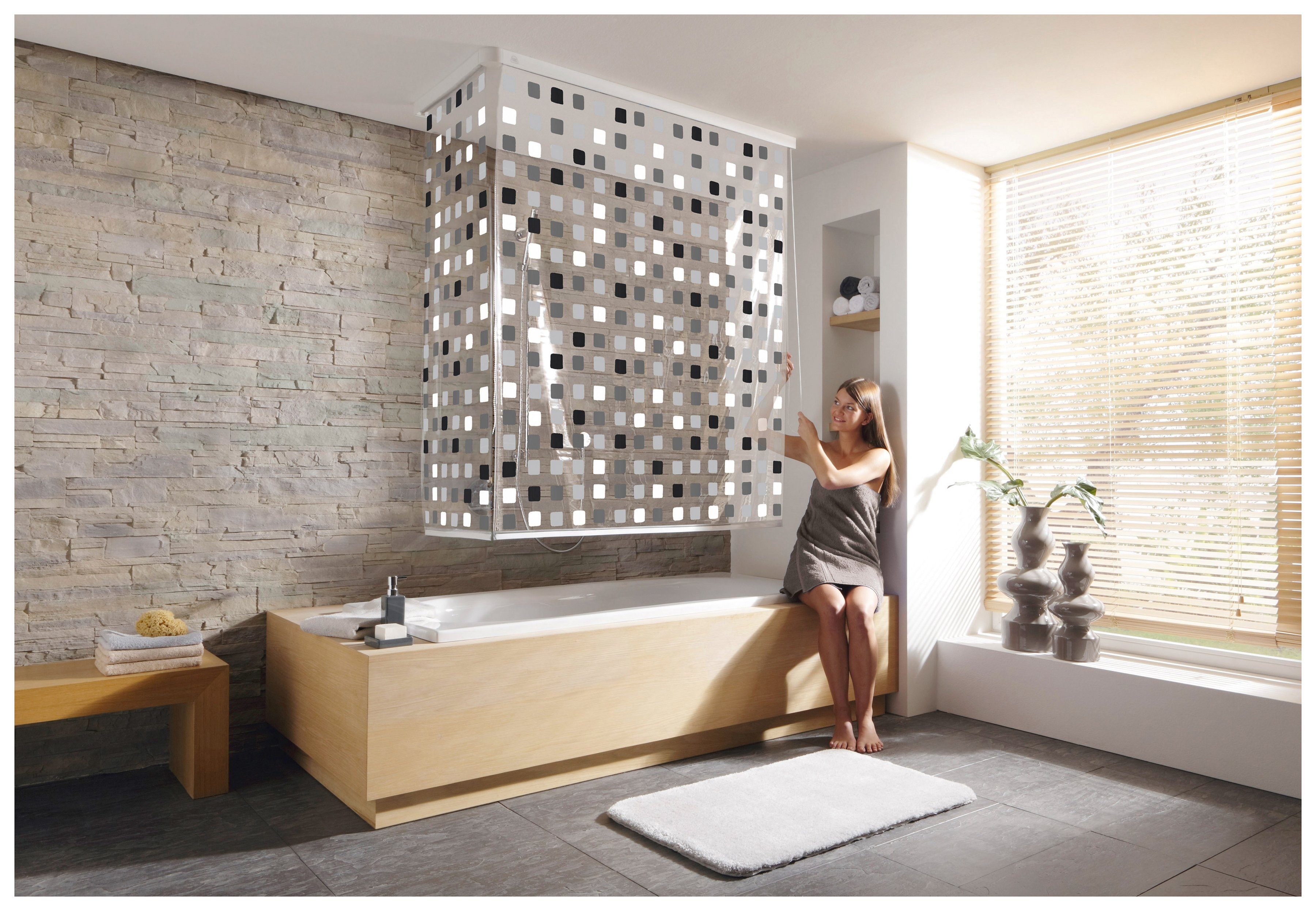 Kleine Wolke Eck-Duschrollo Eck-Duschrollo Breite 134 cm, ausziehbar, 134 x 240 cm