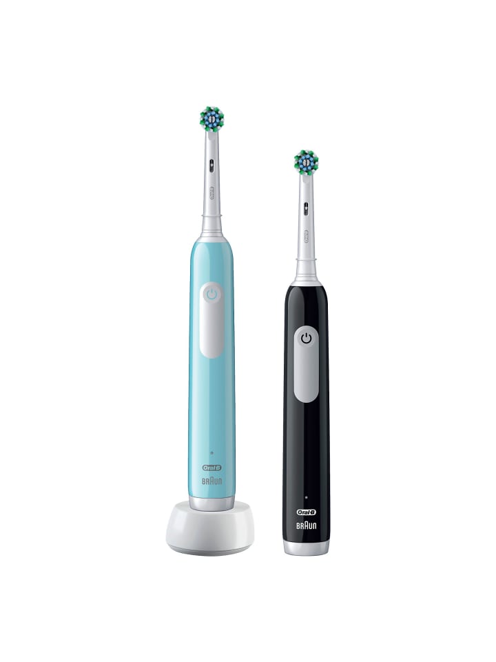 Oral-B Oral-B Pro 1 Elektrische Zahnbürsten in Schwarz günstig kaufen Anzahl: 1 Set (2 Stück)