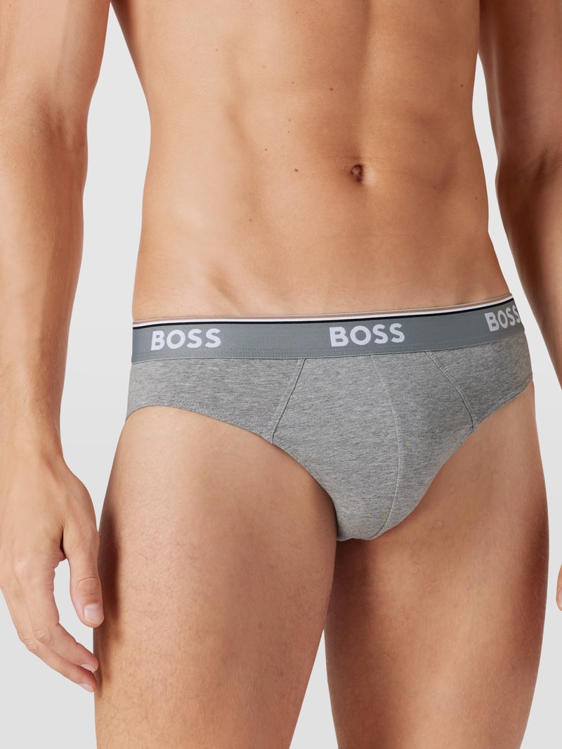 Slip mit Label-Details im 3er-Pack Modell 'Power' in dunkelgrau