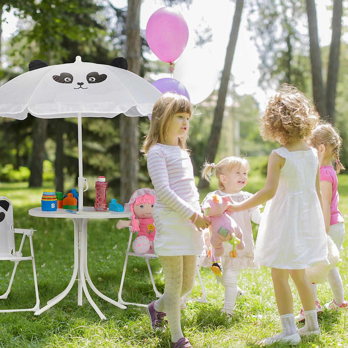 Camping Kindersitzgruppe mit Schirm