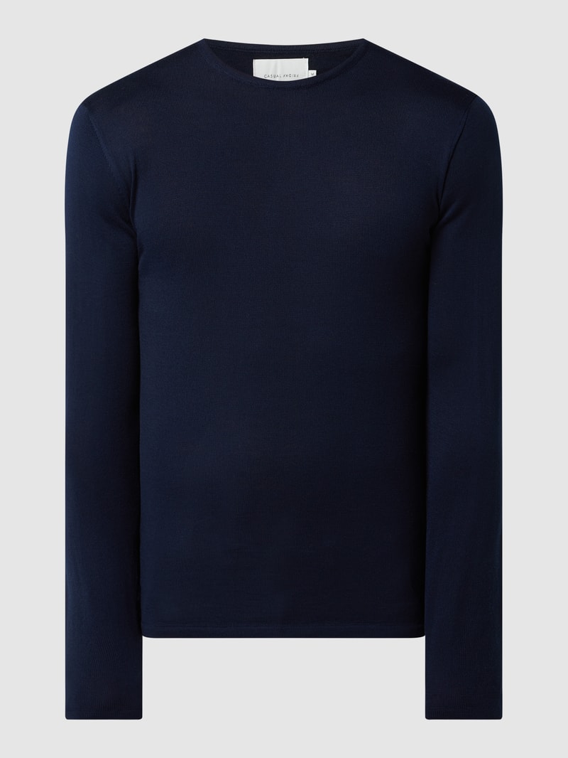Pullover aus Wollmischung in marineblau