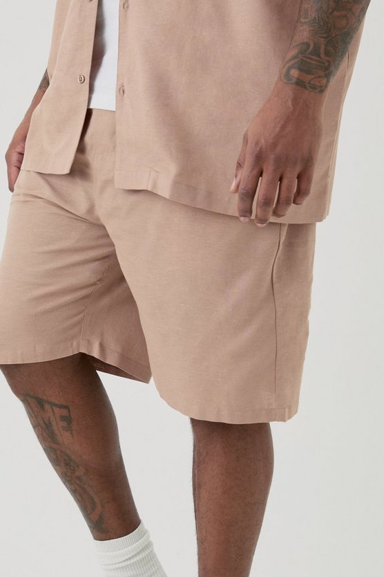 Plus Leinen-Shorts mit elastischem Bund