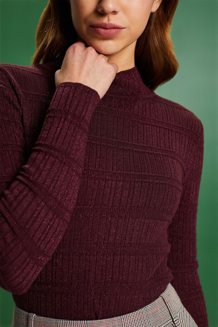Glitzerpullover mit Stehkragen, LENZING™ ECOVERO™