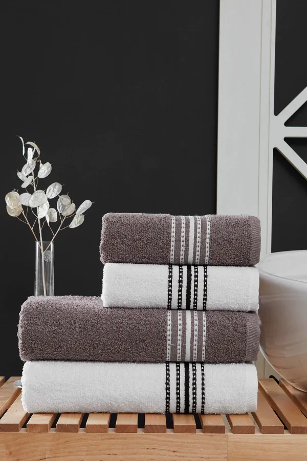 MODALİN  50 x 90 + 70 x 140 cm Elvin 4-teiliges Badetuch-Set