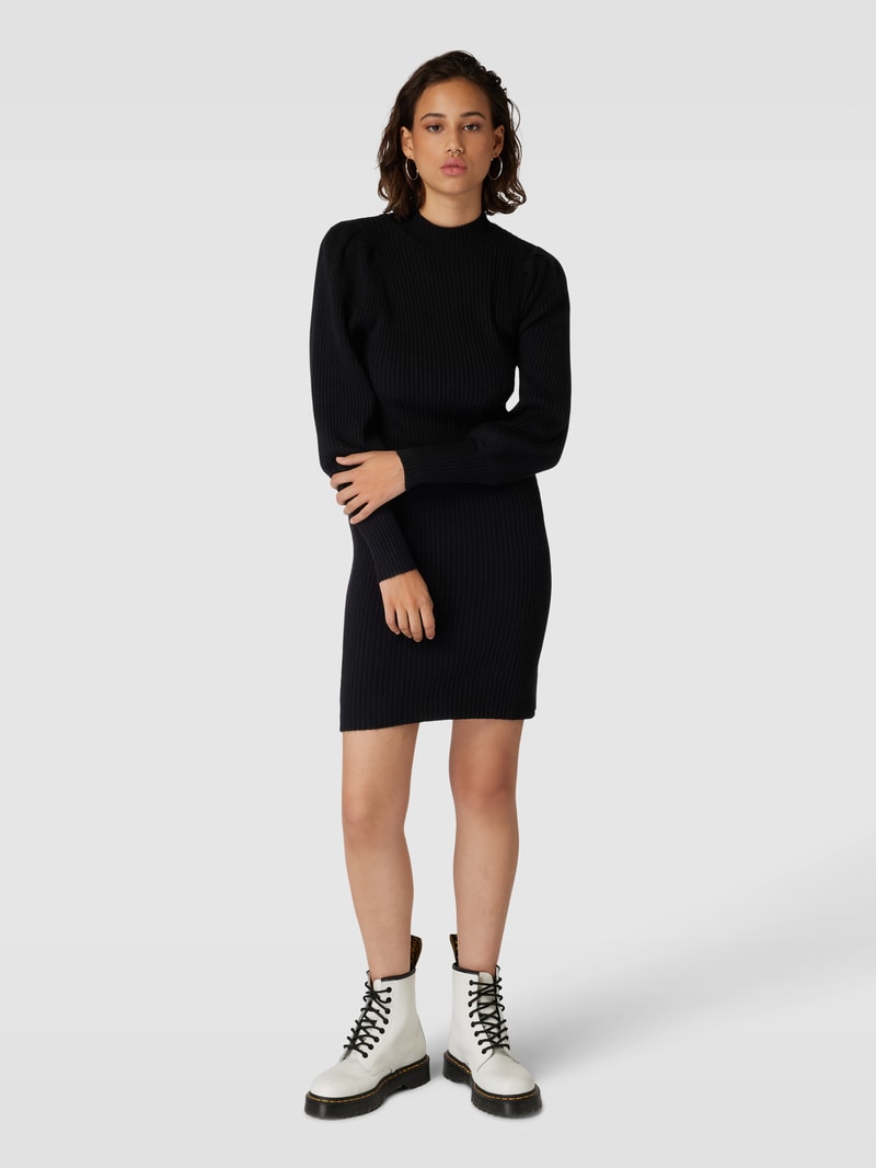Strickkleid mit Stehkragen Modell 'KATIA' in schwarz