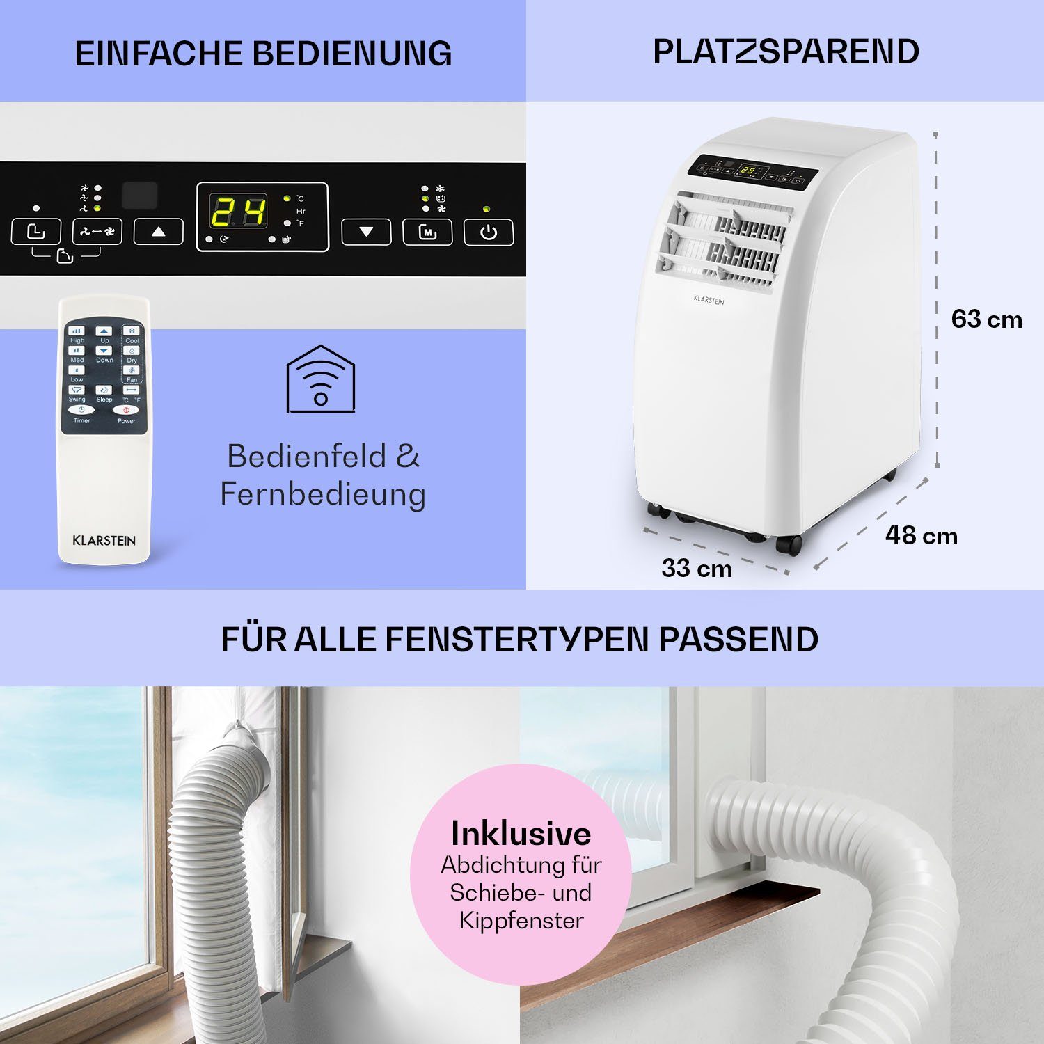 Klarstein Klimagerät Metrobreeze Rom, Klimagerät mobil Air Conditioner Kühlgerät Luftkühler