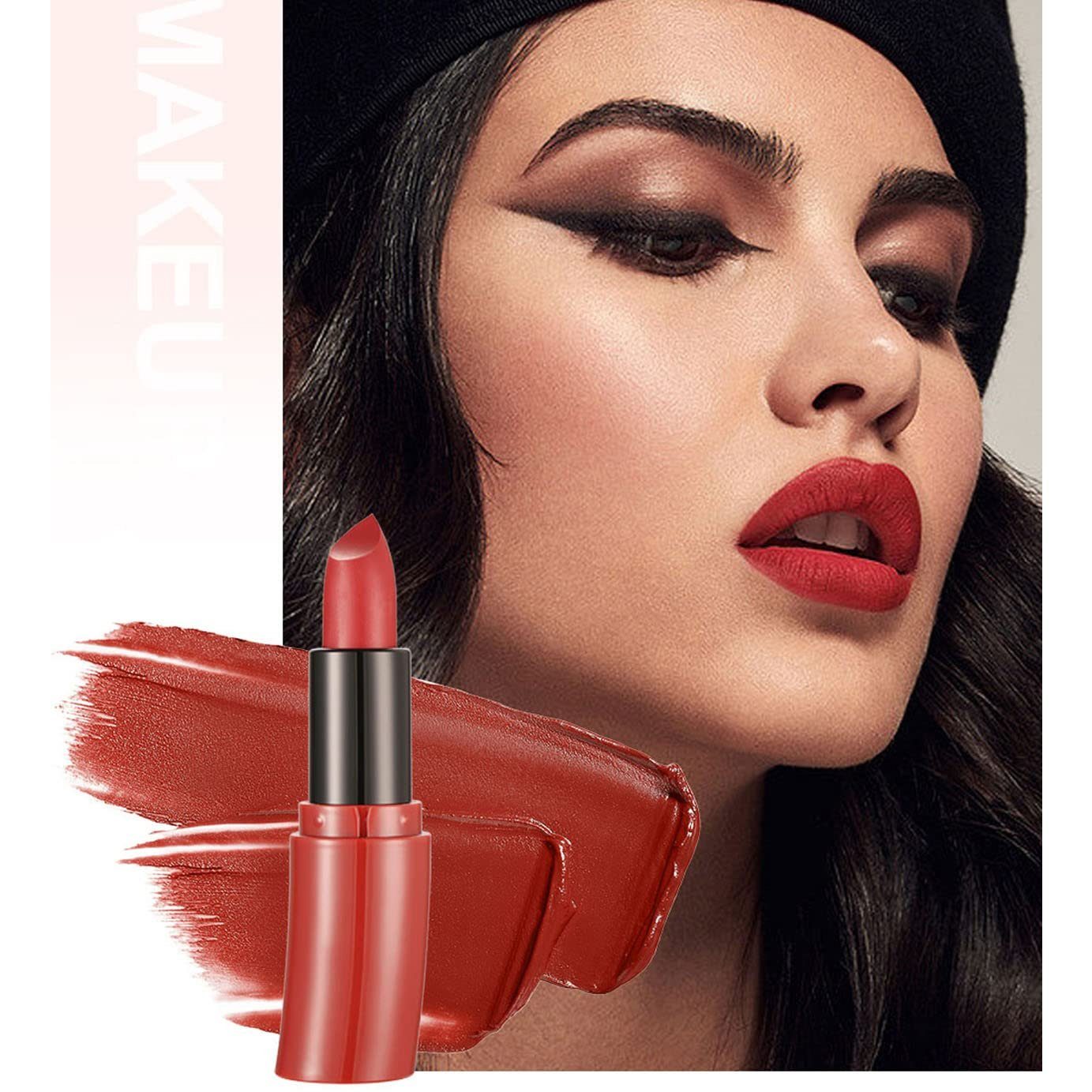 Haiaveng Lippenstift-Set 6 Farben Matt Ink Lippenstift Set Flüssiger Lippenstift Set, Samt Rot Nude Lipstick Wasserdichte Makeup Lippenstifte