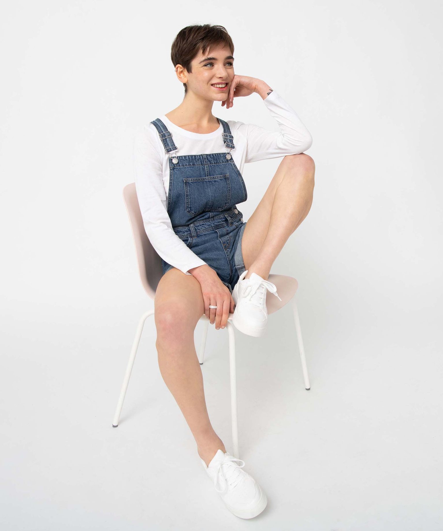 Salopette femme en jean coupe courte stone | GEMO
