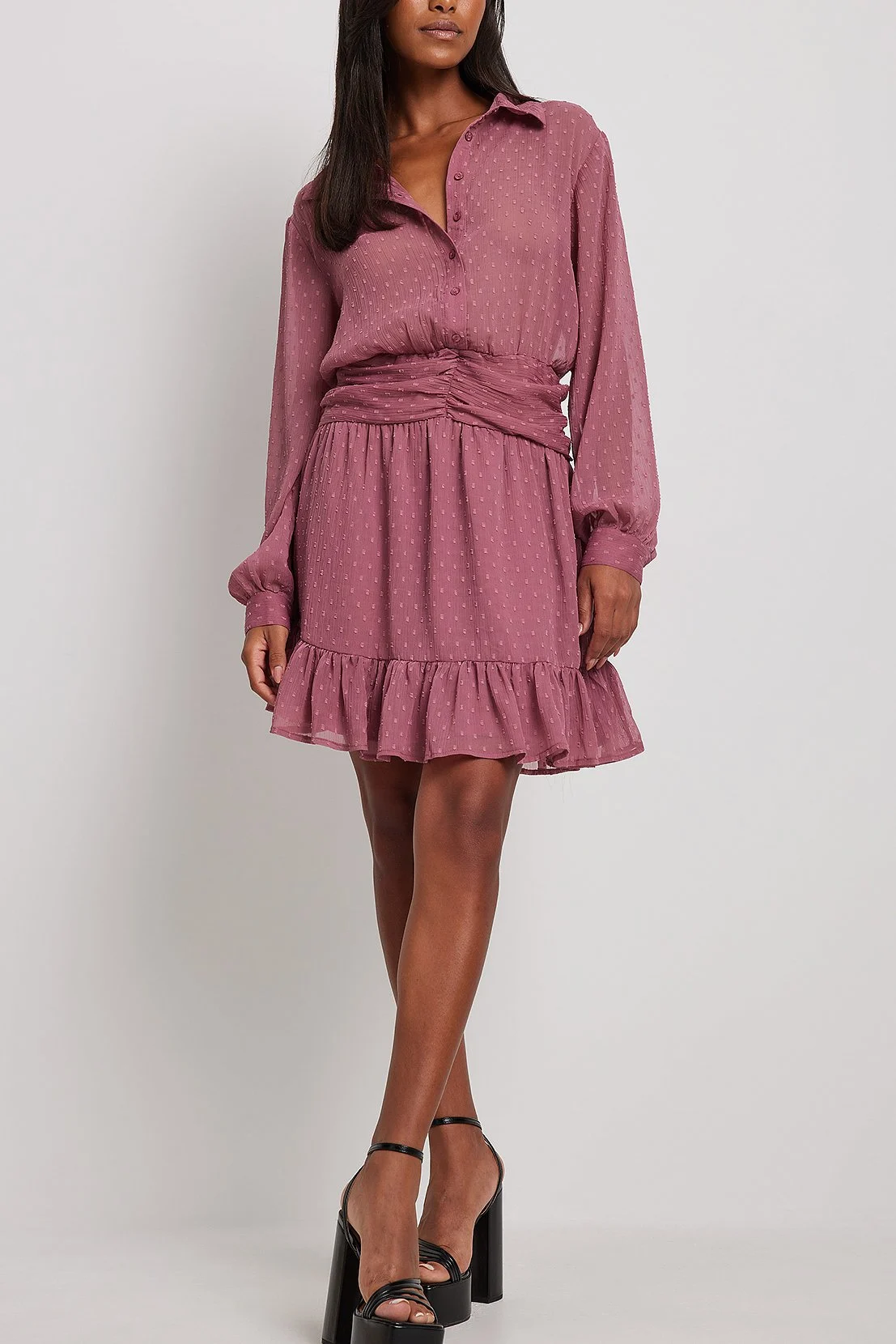 Mini-Kleid mit Dobby-Taillen-Detail