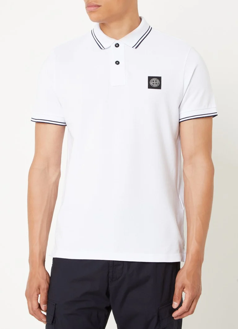 Stone Island 2SC18 pieguļošs polo krekls no organiskas pikē kokvilnas ar logotipu