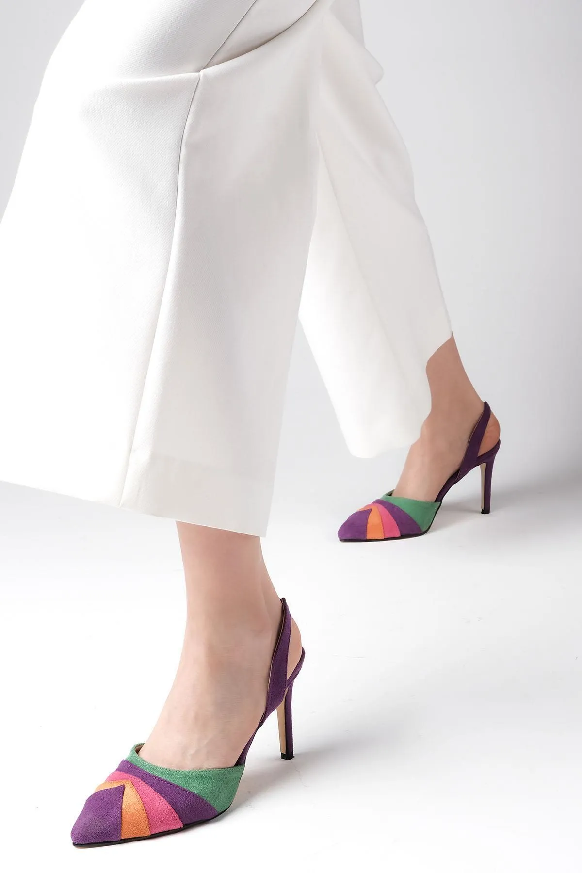 Mio Gusto  Valentina – Mehrfarbige Damenschuhe mit offenem Rücken und Absatz