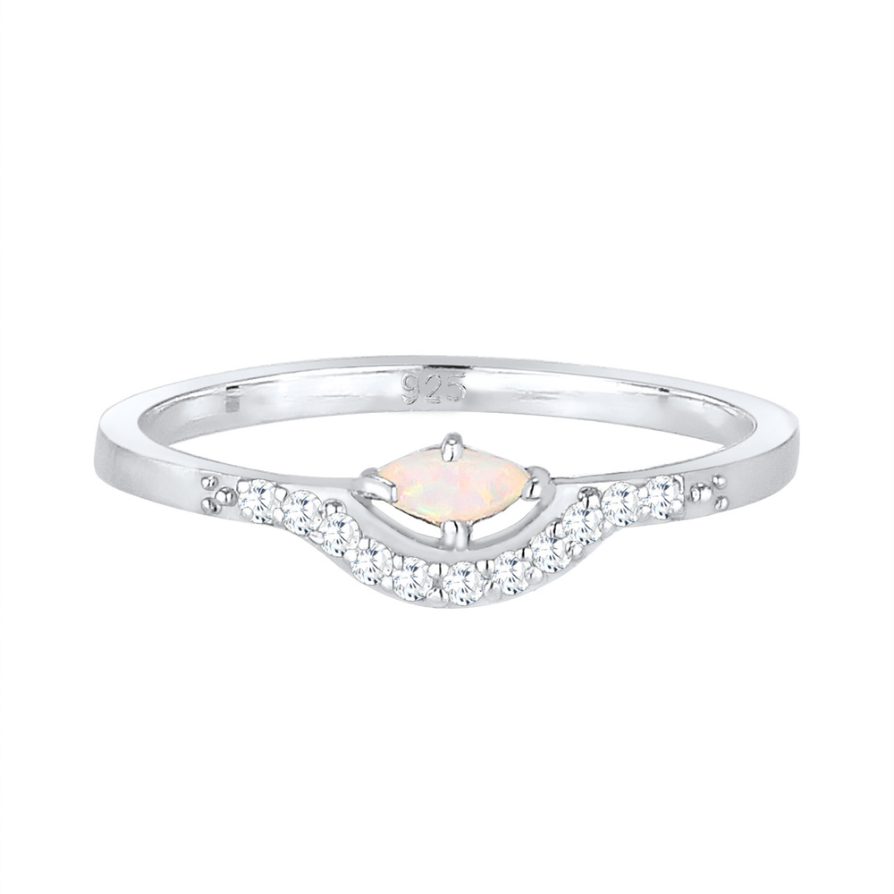 Elli Elli Bague Femme Précieuse Vintage avec Opale de Marquise Zircone en Argent Sterl Bague