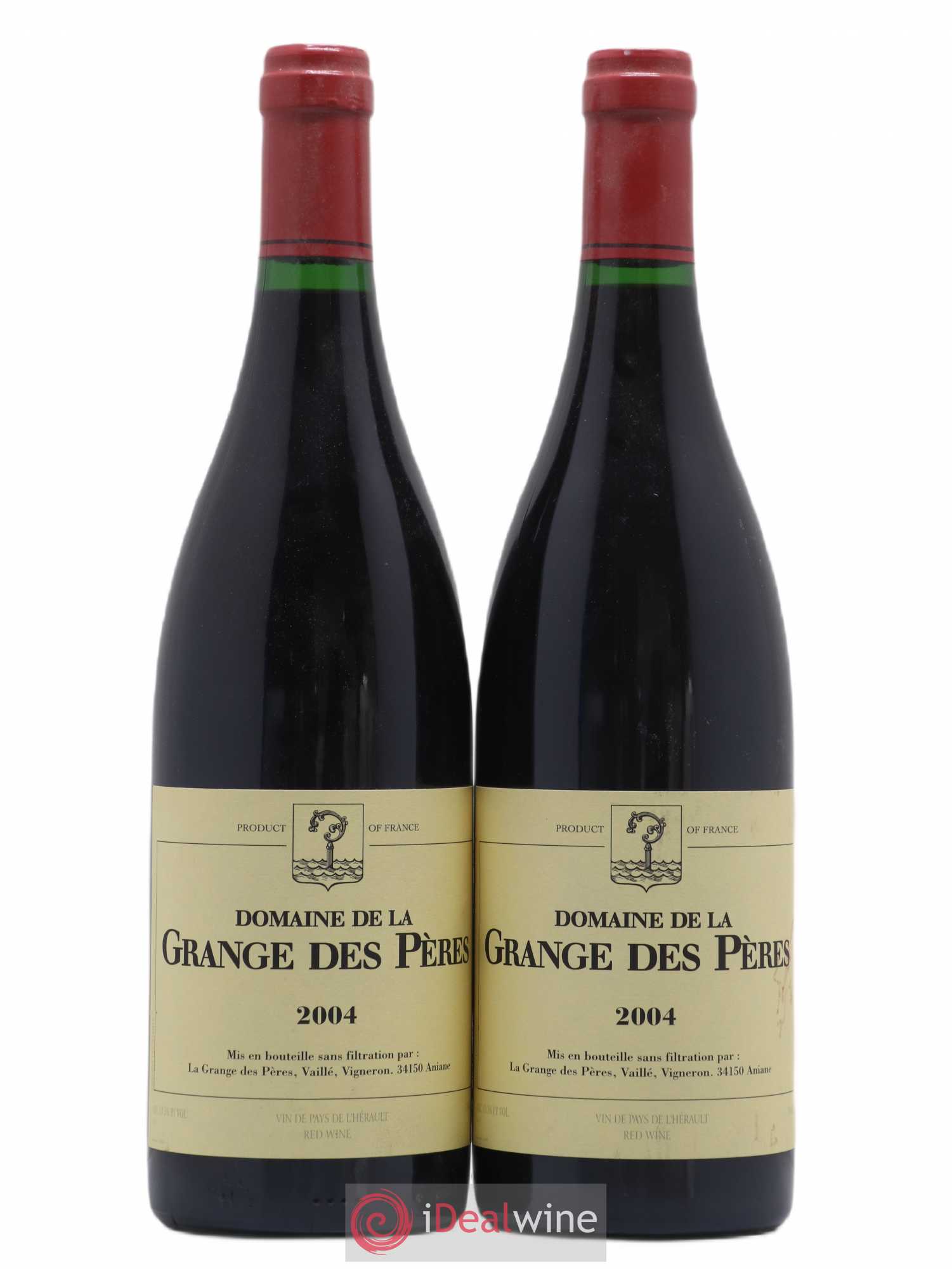 IGP Pays d'Hérault Grange des Pères Laurent Vaillé  2004 - Lot de 2 Bouteilles
