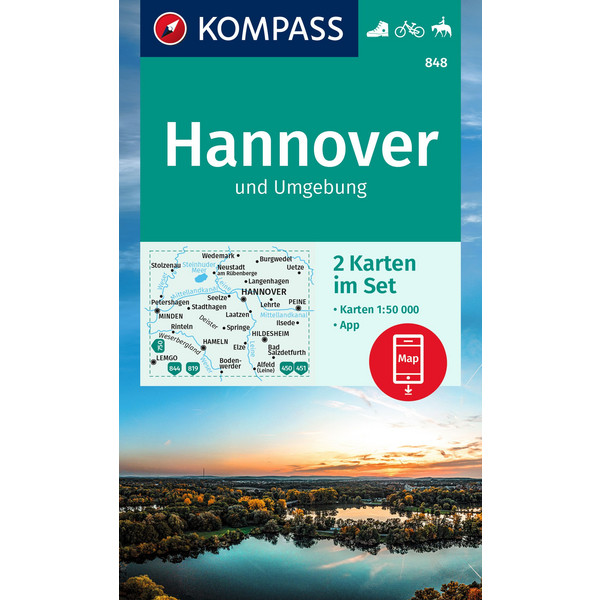 KOMPASS WANDERKARTE 848 HANNOVER UND UMGEBUNG 1:50000