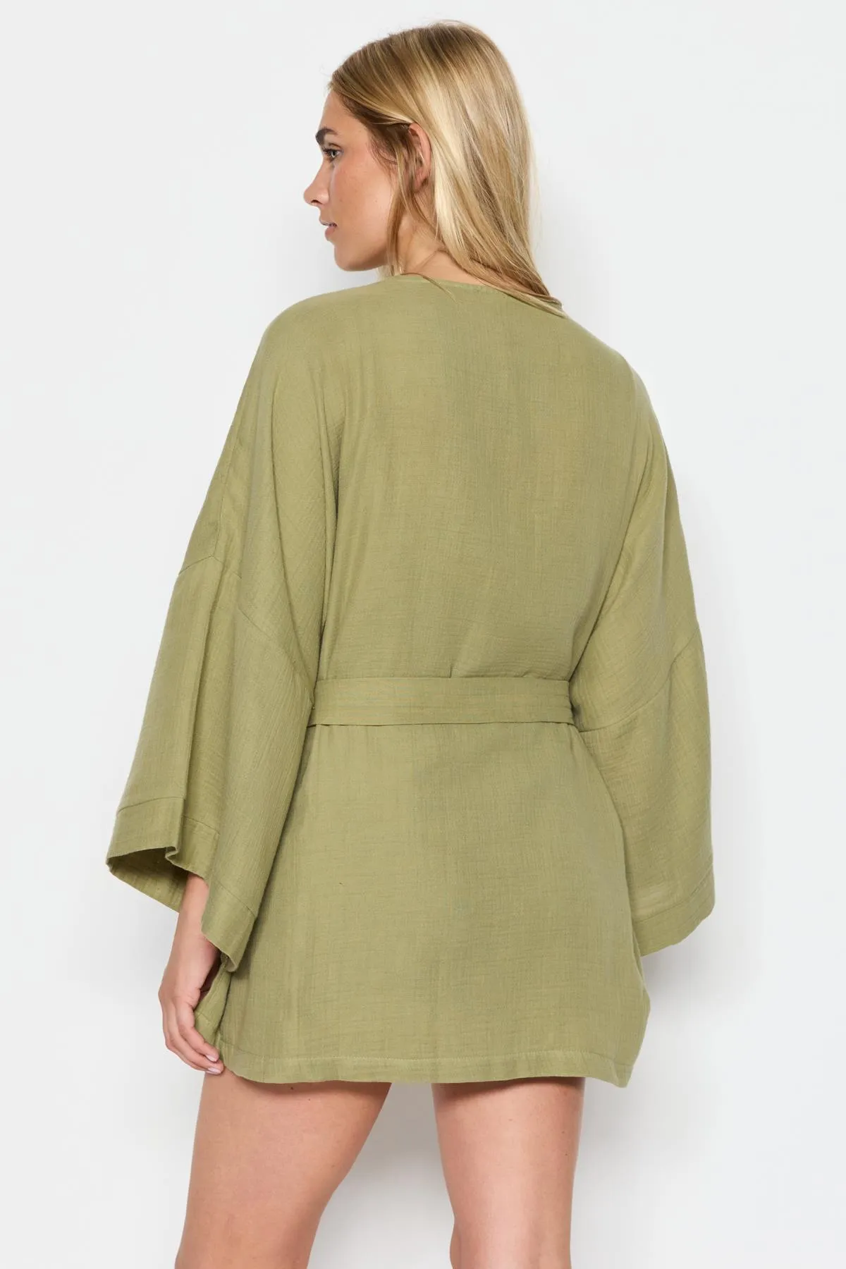 C&City  3-teiliges Kimono-Shorts-Set aus Bio-Baumwoll-Musselin 9121 Khaki
