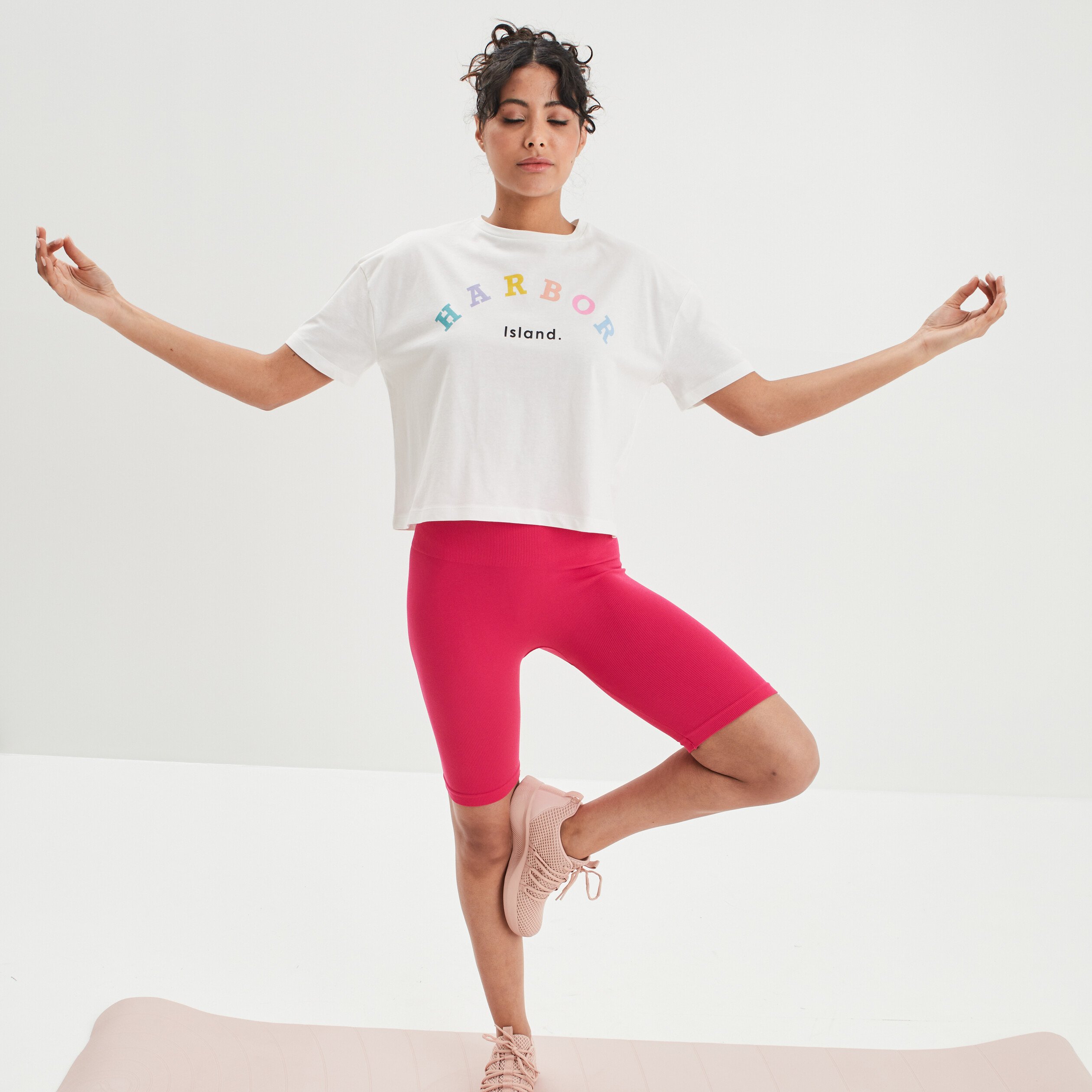 T-shirt cropped manches courtes blanc femme | La Halle