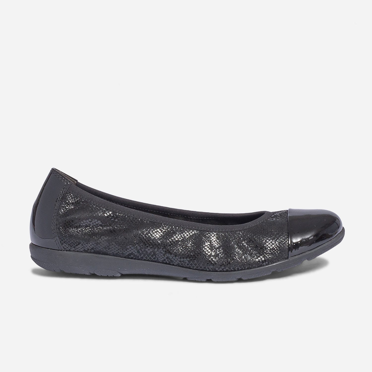 Ballerine CAPRICE noire élastiquée à bout verni